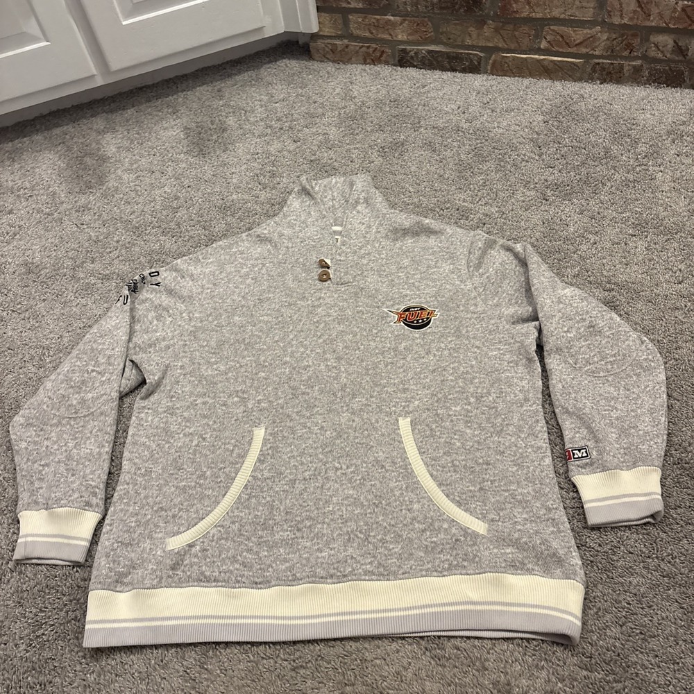 Indy Fuel Hockey Pullover Fleece Size XXL Sweatshirt Shawl Button Neck Gray